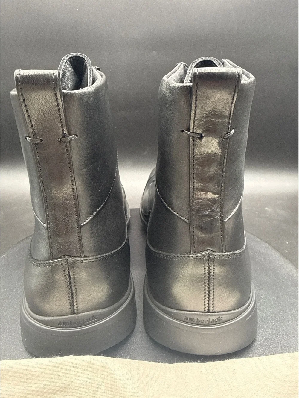 Amberjack Black Leather Lace-Up Ankle Boots